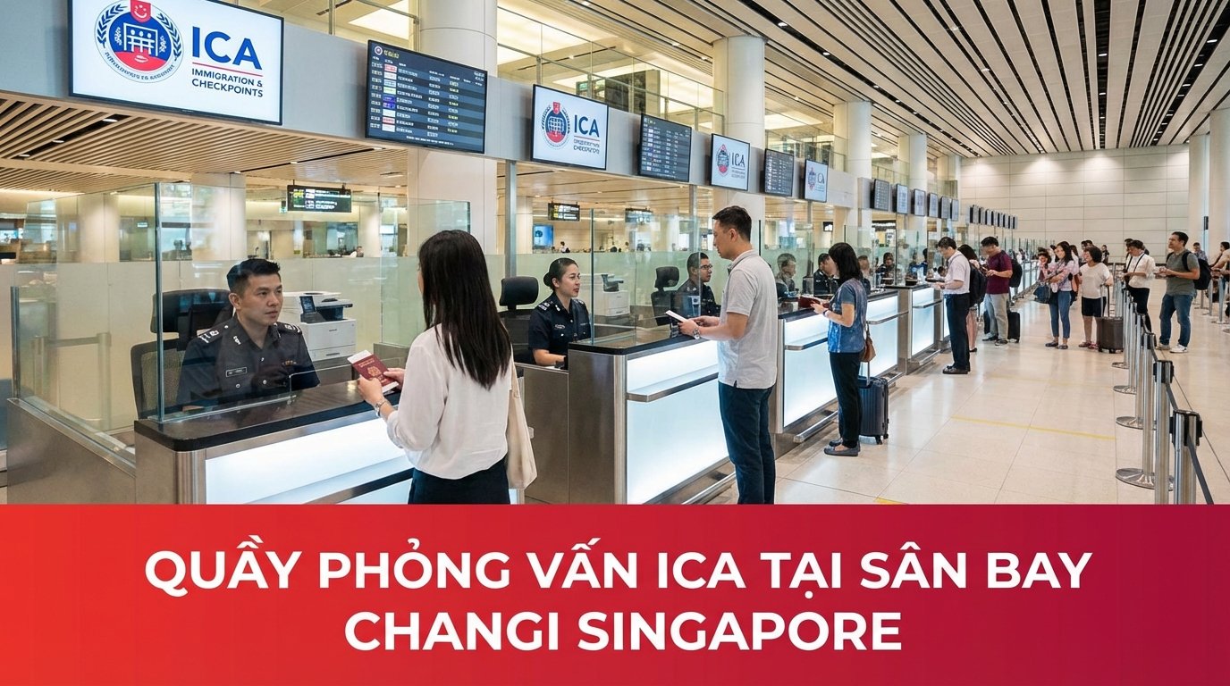 Quầy phỏng vấn ICA tại sân bay Changi Singapore